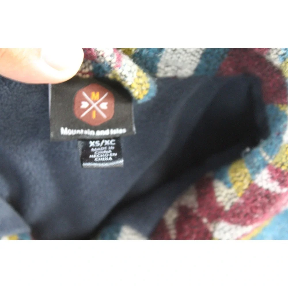 Mountain and Isles Men Blue Sweater Aztec Long Sleeve Collared Heavy Size Small